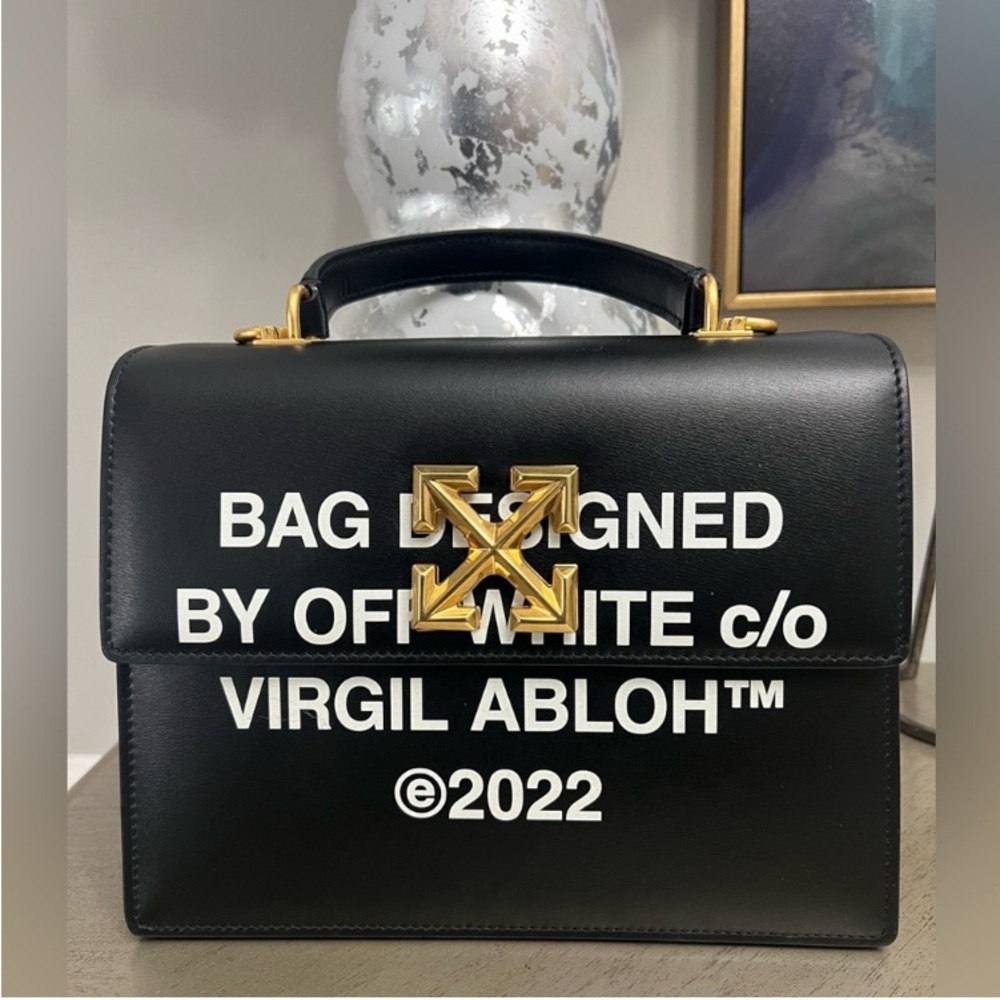 Off-White Calfskin Jitney 2.8 Virgil Abloh Shoulder Bag Blk